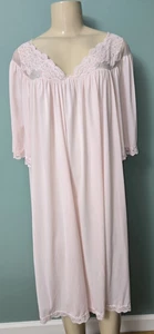 Vintage Shadowline Pink Roses With Lace Short Sleeve Nightgown Size 3X - Picture 1 of 5