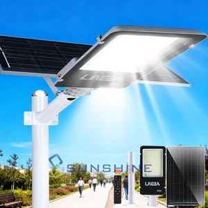 Large Panel 8800W Commercial Solar Street Lights Dusk to Dawn Parking Lot Lights - Picture 1 of 23