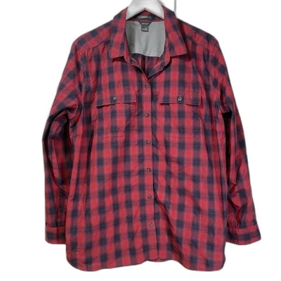 Eddie Bauer красный и синий клетку женщин длинным рукавом на пуговицах 2XL - Изображение 1 из 4
