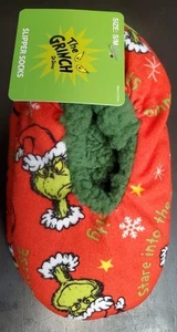 Grinch Dr. Seuss Slipper Socks Cozy Fuzzy Kids Boys Girls Size S/M M/L Non-Slip - Picture 1 of 4
