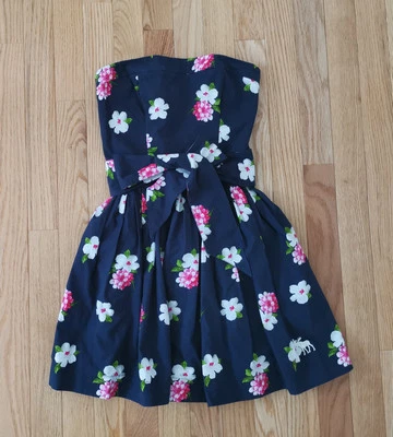 Nuevo con etiquetas Vestido Solero Abercrombie Mujer Junior Vintage Y2K Algodón Sin Tirantes Floral Foto 1 de 4
