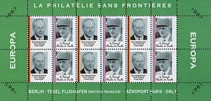 POLITICAL LABELS "Philately Without Borders / DE GAULLE & KIESINGER" 1967 - Imagen 1 de 1