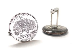 Herren Manschettenknöpfe Connecticut State Quarter Münze Manschettenknöpfe Stempelglanz 1999 - Bild 1 von 6