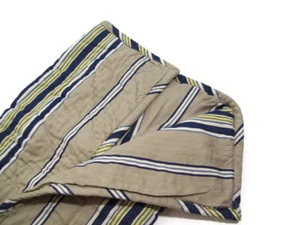 Funda de almohada Pottery Barn marrón azul celeste a rayas acolchada euro falsa nueva - Imagen 1 de 4