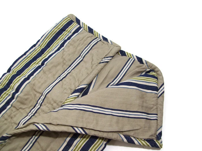 Pottery Barn Brown Blue Celeste Stripe Quilted Euro Pillow Cover Sham New - Image 1 of 4