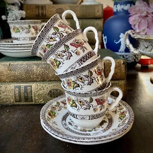 MIDWINTER ‘Windsor’ x5 Cups & Saucers Espresso Coffee 1950s Vintage English VGC - Picture 1 of 10
