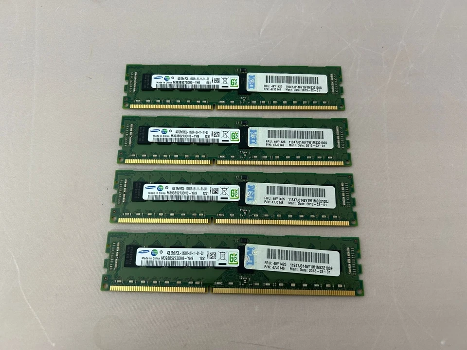 4 x IBM 49Y1425 4GB (1 x 4GB) PC3L DDR3 Memory Dimms 47J0146 - Image 1 of 1