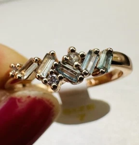 NWT Ring Bomb Party Sz7 RBP Brilliant Blue Gem Cluster Yellow Gold P Bnd Jewelry - Picture 1 of 8