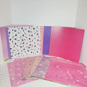 Princess Little Girl Pink Purple Glitter Scrapbooking Cardstock Paper 12x12 - Picture 1 of 6