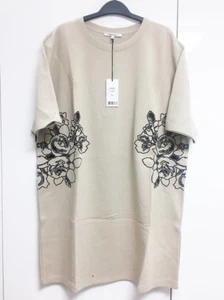 [Carven] Sweatshirt-Kleid mit Blumenausschnitt beige Blumen Einteiler Gr. L / Neu mit Etikett - Bild 1 von 5