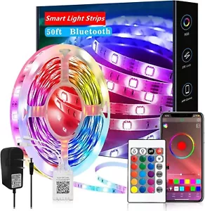 50ft Smart Strip Lights,with App Control Remote,Music Sync Color Changing Lights - Picture 1 of 5