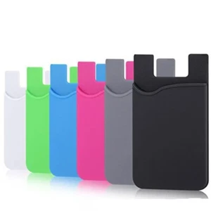 Phone Card Holder Silicone Adhesive Money Pocket Pouch Case Wallet Safe Universa - Picture 1 of 4
