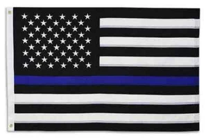 Thin Blue Line USA 2x3ft Embroidered Flag Police Support Thin Blue Flag - Picture 1 of 4