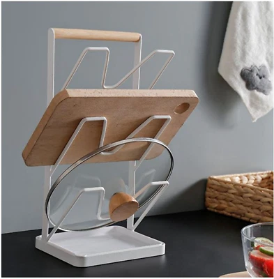 Organizador de tapa de olla, estante para tapa de olla, se adapta a 3 tapas Foto 1 de 4