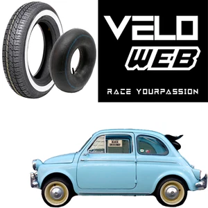 PNEUMATICO + CAMERA 125 R12 FIAT 500 TUBELESS 125r12 FASCIA BIANCA VEE RUBBER - Foto 1 di 3