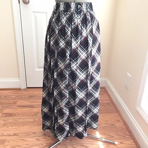 Vintage Liz Baker Essentials Size 18 Pleated Color Block Red Black Plaid Skirt - Picture 1 of 15