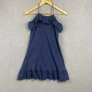 Ralph Lauren Dress Girls 16 XL Navy Blue Halter Neck Gathered Hem Ruffle - Picture 1 of 7