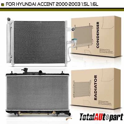 2pcs Radiator & AC Condenser Kit for Hyundai Accent	2000 2001-2003 9760625600 - Image 1 of 4