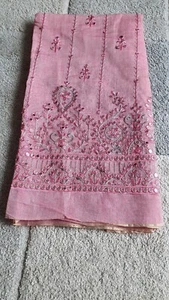 4pc Unstitched Embroidered Cotton Silk Paper Silk Suit - Picture 1 of 5