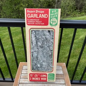 Vintage Super Drape Silber Weihnachtsbaum Girlande Lametta Woolco Woolworth 75 Fuß USA - Bild 1 von 6