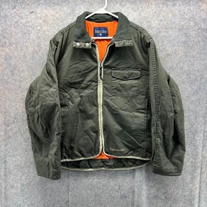 Vintage Nautica Jacket Mens Medium Bomber Green Full Zip Heavyweight Lined Nylon - Picture 1 of 16