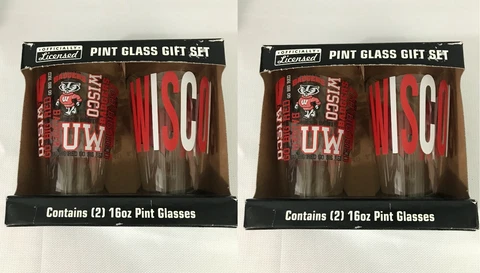 Officially Licensed University Of Wisconsin Football  Four Beer Pint Glass Cover