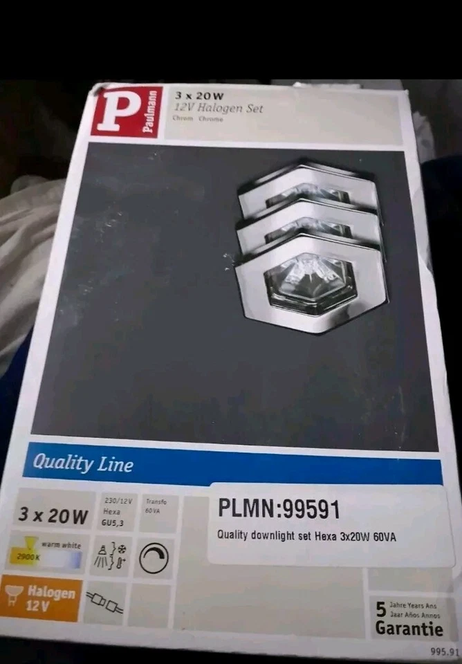 Paulmann Hexagon Halogen Light set 12V 20W X3  Disc  Chrome  BNIB  - Image 1 of 1