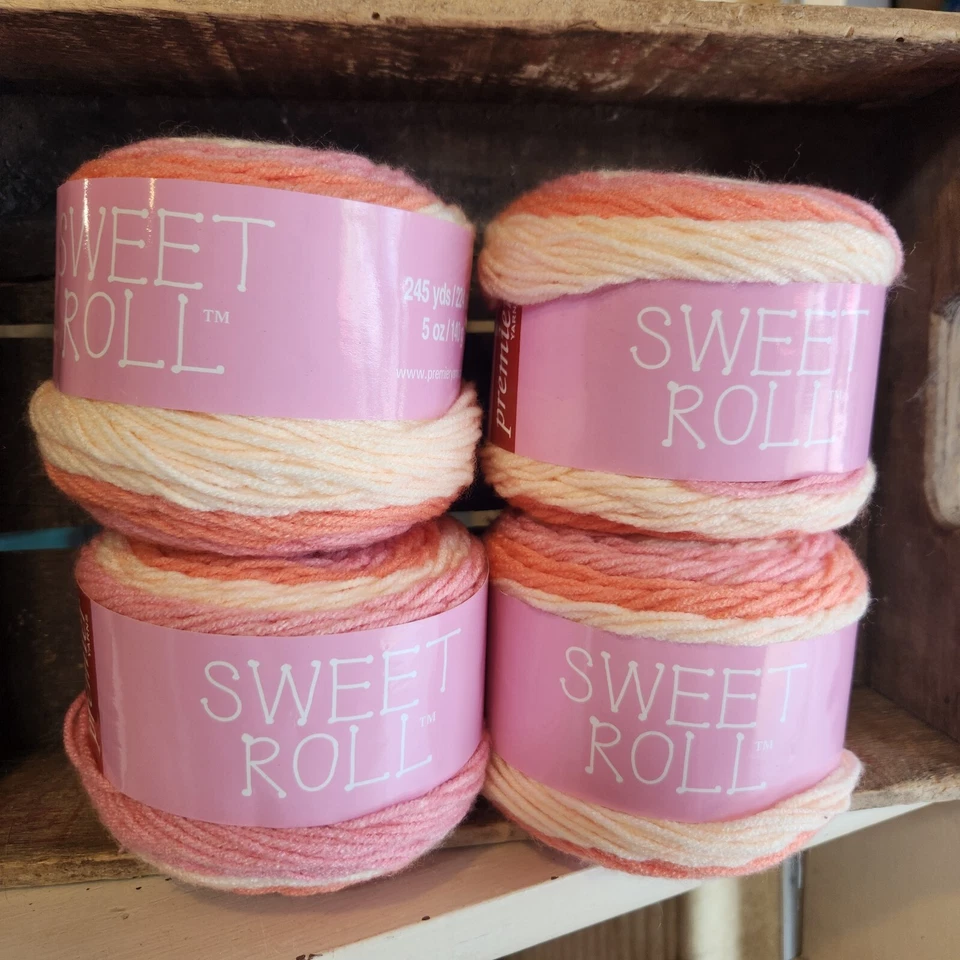 2 Skeins Premier Yarns Sweet Roll Yarn-peaches & Cream Pop
