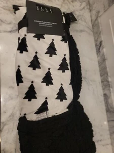 Manta de felpa ELLE HOME TREE de gran tamaño XL 50” X 70” ¡Nueva!! SHERPA blanco negro - Imagen 1 de 4