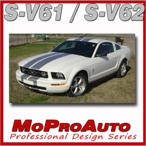 2005-2009 Mustang V6 Racing Stripes Hood Rally 3M Pro Vinyl Decals Graphics - Picture 1 of 8