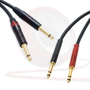 Pseudo Balanced Mono Jack to TT Bantam Jack Lead (PAIR). Van Damme Quad Cable - Picture 1 of 2
