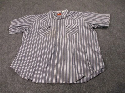 Ely Plains Pearl Snap Shirt Men's 2X Blue Short Sleeve Western Striped A1 - Image 1 of 4