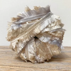 plymouth parrot yarn 28yd . irish cream 43 . vtg boa feather fringe ribbon - Picture 1 of 4