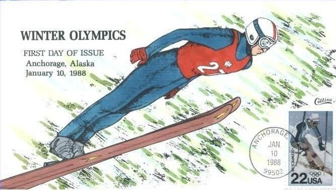 COLLINS HAND PAINTED 2369 88 Olympics Anchorage, Alaska I1302 - Image 1 of 1