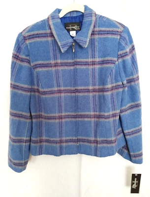 Requisitos Pequeña Chaqueta Cremallera Frontal Lana Mohair Azul Cuadros 14P ¡¡Nueva!!  #16849 Foto 1 de 4