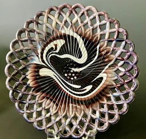 ANTIQUE CHALLINOR & TAYLOR amethyst EAPG SLAG GLASS SCROLL & EYE 10" PLATE - Picture 1 of 11