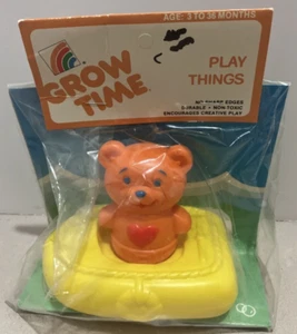Grow Time Bath Water Toy Play Things Orange Bear Yellow Boat Toddler NEW Vintage - Picture 1 of 5