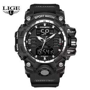 LIGE FOXBOX Men Watch Quartz Date Luminous Digital Silicone Sport Wrist Watches - Picture 1 of 7