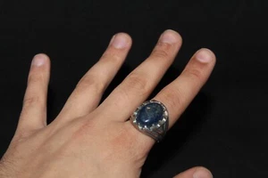 Herren Vintage Lapislazuli Ring 925 Sterling Silber Handarbeit Statement Schmuck - Bild 1 von 14