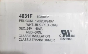 Class 2 Transformer 4031F 50/60Hz Pri 120/208/240V Sec 24V 40VA 4 wire Multi - Picture 1 of 6