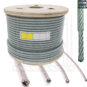 Clear Coated Steel Wire Rope Cable 1mm 2mm 3mm 4mm 5mm 6mm 8mm 10mm 12mm - Picture 1 of 1