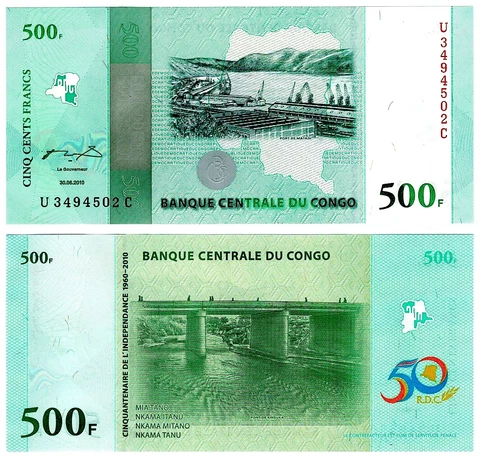 2010 Congo 500 Frances Uncirculated Note Cover