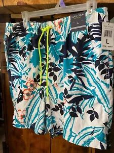 Nautica Traveler Schwimmen Strand Polyester Badeanzug Hosen Shorts Netz Blumenmuster - Bild 1 von 6