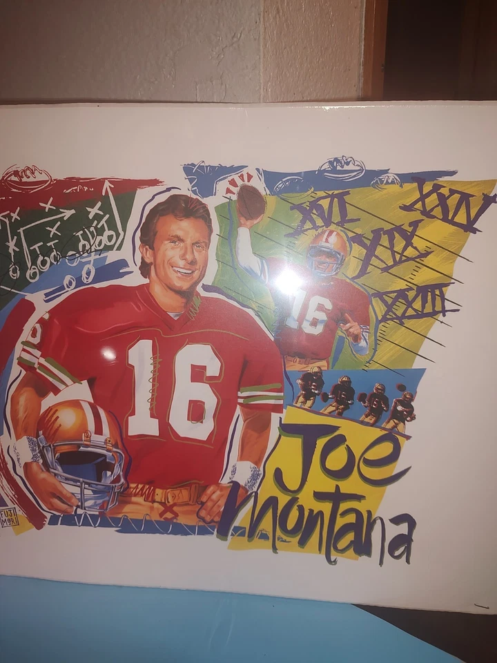 Litografía de colección Joe Montana 4X ganador del Super Bowl Brian FujiMori Mervyn's 1995 Foto 1 de 3