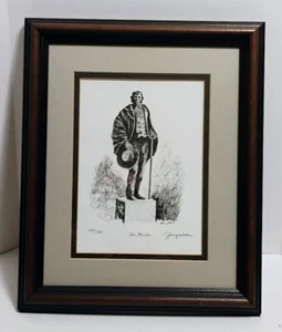 VINTAGE JERRY MILLER SAM HOUSTON GERAHMTER MATTIERTER & SIGNIERTER KUNSTDRUCK #249/500 - Bild 1 von 7