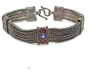 Pulsera Cloissone Vintage China Esmalte Plata de Ley 42 gramos Foto 1 de 4