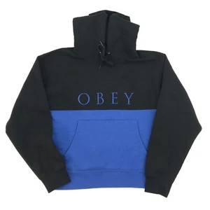 OBEY Men’s Black/Blue Embroidered Heavyweight Hoodie Sweatshirt Size XSmall - Picture 1 of 5