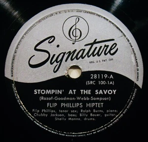 FLIP PHILLIPS~Stompin' At The Savoy~Hot Jazz R&B 78 From 1947~SIGNATURE #28119 - Picture 1 of 3