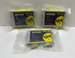3 Genuine Epson 124 & 125 Yellow Cartridges Factory Sealed No Boxes - Picture 1 of 5