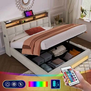 Full Size Upholstered Platform Bed with a Hydraulic Storage without Mattress - Picture 1 of 12